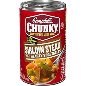 Campbell’s Chunky Soup, Sirloin Steak With Hearty Vegetables Soup, 18.8 Oz Can