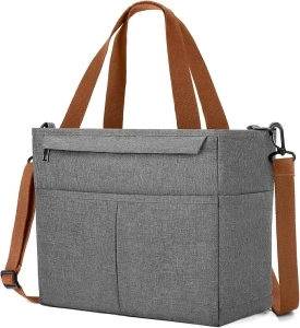 Lunch Bag Women, Insulated Large Lunch Box for Men, Multi-pocket Women's Lunch Tote Bag for Work, Freezable Cooler Lunchbox with Adjustable Strap, Reusable Lunch Pail Containers Sack (Grey)