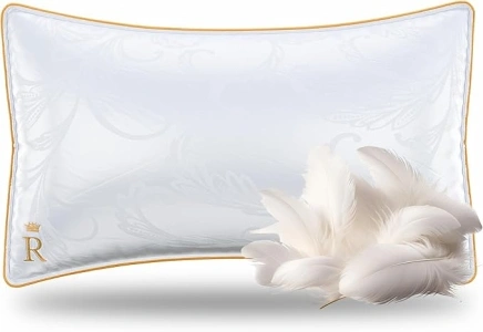 Royal Therapy White Goose Feathers and Down Pillow, Premium White Bed Sleeping Breathable Hotel Collection Pillows