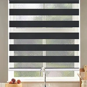 SEEYE Cordless Zebra Blinds Roller shades for window Day and Night Blind Dual Layer Light Filtering Shade Light Control Room Darkening Horizontal Window Treatment 40