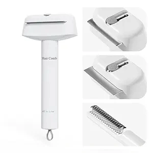 3 in 1 Pet Comb,Pet Grooming Brush and Metal Comb,Cat Brushes for Indoor Cats Shedding,Anti-static Groomer Removes Tangles & Knots (White)