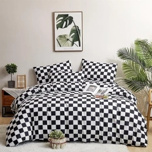 Cottonight Black Comforter Set King Black and White Checker Bedding Comforter Set Plaid Pattern Buffalo Modern Abstract Blanket Quilts Soft Geometric Checkerboard Grid Bedding Set