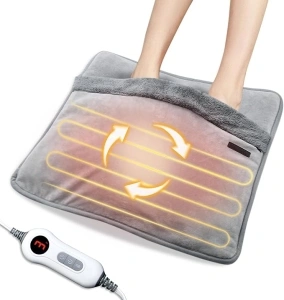 Electric Foot Warmer with Dual-Sided Heating Elements, Washable Feet Heating Pad Under Desk/in Bed, 20” x 20” Foot Heater Timer Temperature Settings for Abdomen Feet Back in Home Office