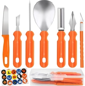 Pumpkin Carving Kit,Halloween Decorations Stainless Steel Pumpkin Carving Tools,Pumpkin Carving Kit for Kids Adults,Carver Tool with Carrying Bag,Family DIY Carving Pumpkins Gift (7PCS)