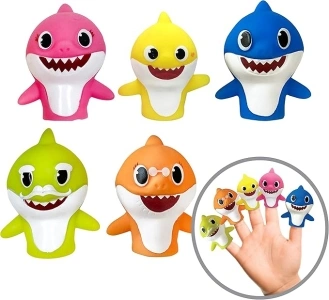 Nickelodeon Baby Shark 5 Pc Finger Puppet Set - Party Favors, Educational, Bath Toys, Story Time, Beach Toys, Playtime,5 Count (Pack of 1)