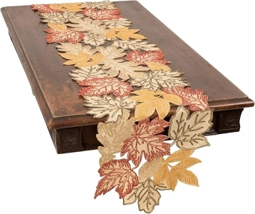 Autumn Leaves Table Runner, 15''x54'', Beige