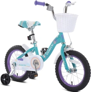 COSTIC Kids Bike for 3-8 Years Girls with Training Wheels & Front Handbrake Toddler Girl Bikes 12 14 16 Inch Princess Kids Bicycle with Basket Bike