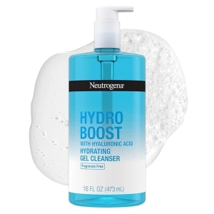 Neutrogena Hydro Boost Fragrance Free Hydrating Gel Facial Cleanser with Hyaluronic Acid, Daily Foaming Face Wash & Makeup Remover, Gentle Face Wash, Non-Comedogenic, 16 fl. oz