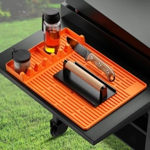 Silicone Griddle Tools Mat for Blackstone, Heat Resistant Spatula Mat, BBQ Grill Tool Rest, Silicone Grill Pad,Blackstone Griddle Accessories for Kitchen, Cooking & Countertop(Orange)