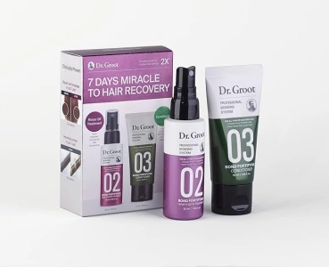 Dr. Groot Professional Bonding System Travel Set - Damaged Hair Repair, Strengthens & Hydrates All Hair Types, Featuring Keratin, Conditioner, and Glass Hair Effect, TSA Approved