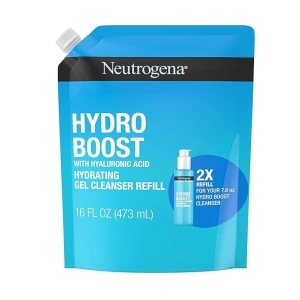 Neutrogena Hydro Boost Lightweight Hydrating Facial Cleansing Gel, Gentle Face Wash & Makeup Remover with Hyaluronic Acid, Hypoallergenic & Non Comedogenic, Refill Pouch, 16 fl. oz