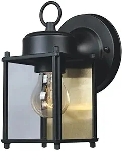 Designers Fountain Outdoor Wall Mount Lantern Sconce, Black Finish, Weather Resistant, Clear Glass, Porch Light, Exterior Lighting Fixture, Outdoor Lights for House, Patio, Garage, 1161-BK