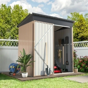 YODOLLA 5 x 3 ft. Outdoor Metal Steel Storage Shed with Sliding Roof & Lockable Door for Backyard, Garden