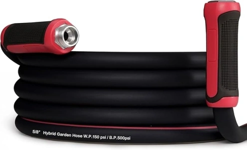 RYONGII Garden Hose 50ft x 5/8“, Heavy Duty Water Hose, Kink-Free, Abrasion Resistant, Lightweight with Swivel Grip, Ideal for Garden Watering, Vehicle Washing, Pet Bathing, House Cleaning, Black