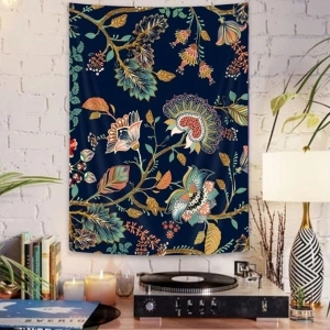 Dongbei Vintage Flower Bohemian Tapestry Aesthetic Boho Floral Wall Hanging Abstract Retro Botanical Floral Wall Art Small Chic Modern Hippie Elegant Mandala Tapestry for Room Decor 30X40 Inches