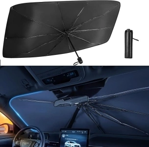 Car Windshield Sun Shade Umbrella Car Front Window Sunshade Foldable Car Sun Block Heat Insulation Car Sun Visor Fit Most Sedan (57''x 31'')