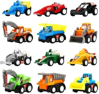 Yeonha Toys Pull Back Vehicles, 12 Pack Mini Assorted Construction Vehicles and Race Car Toy, Vehicles Truck Mini Car Toy for Kids Toddlers Boys Child, Pull Back and Go Car Toy Play Set