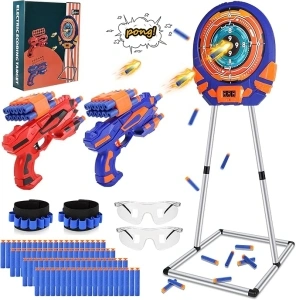 Shooting Target for Nerf w/Toy Guns and Foam Darts, Upgrade Digital Shooting Game with Touch Screen Practice Target, Electronic Scoring Targets for Nerf Gun for Kids Aged 5 -13 Boys, Girls