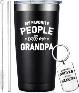 Grifarny Grandpa Gifts from Grandchildren, Granddaughter - My Favorite People Call Me Grandpa - Funny Fathers Day Christmas Birthday Gifts for Grandpa - Grandpa Tumbler Mug Cup 20oz