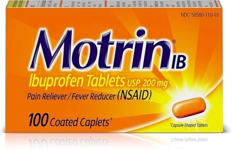 Motrin IB, Ibuprofen 200mg Tablets for Fever, Muscle Aches, Headache & Back Pain Relief, 100 ct.