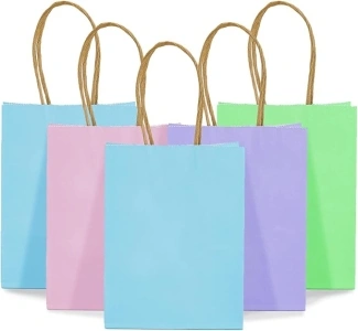 DjinnGlory 60 Pack Tiny Mini Rainbow Assorted Paper Gift Bags with Handles 6.3x4.7x2.75 Inch for Birthday Wedding Baby Shower Party Favors Goodies, Small Boutique Bags, Easter Treat Bags for Kids