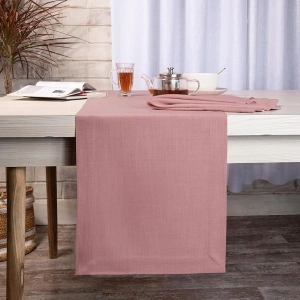 D'Moksha Homes Dusty Pink Table Runner 14 x 120 Inch - Faux Linen Table Runner - Wrinkle Resistant, Machine Washable Table Runner - 100% Recycled Fabric