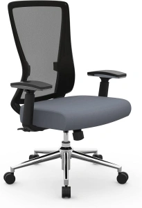 Realspace® Levari Mesh/Vegan Leather Mid-Back Task Office Chair, Gray/Black, BIFMA Compliant