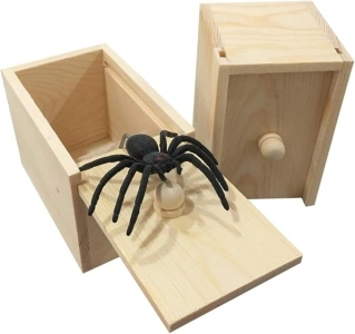 PARNIXS Wooden Spider Prank Box - Handcrafted Money Surprise Box for Adults and Kids [Upgraded Version]