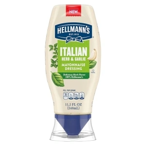 Hellmann's Mayonnaise Dressing Italian Herb & Garlic for a Deliciously Creamy Condiment, with Real Ingredients & No Artificial Flavors, 11.5 oz