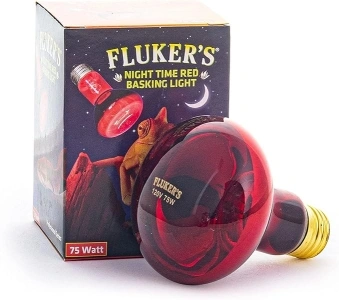 Fluker's Night Time Red Basking Spotlight, Infrared Heat Lamp for Reptiles, 75 Watt