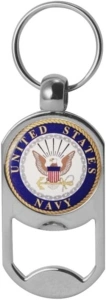 Mitchell Proffitt US Navy Crest Dog Tag Bottle Opener Military Keychain 1-1/8 Inch by 2 Inches, Blue, Small