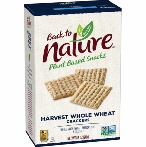 Back to Nature Harvest Whole Wheat Crackers - Dairy Free, Non-GMO, Made with Whole Grain Wheat & Sea Salt, Delicious & Quality Snacks, 8.5 Ounce