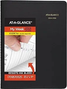 AT-A-GLANCE 2024-2025 Academic Appointment Book Planner, Weekly (Jul 2024-Aug 2025), Quarter-Hourly, 8-1/4