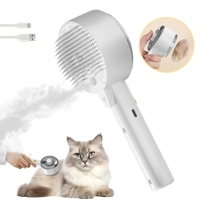 Cloud Care Cat Brush for Indoor Cat Steam Brush for Shedding Spritz Defur Comb for Cats Steam Cat Brush for Long Short Hair Cats Dogs Pet Steam Brush for Cats Massage Grooming Self-Cleaning