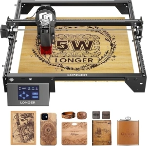 Longer RAY5 Laser Engraver, Laser Engraver 5W Output Power, 3.5” Color Touch Screen, App Offline Control, DIY Engraver Tool for Metal/Glass/Wood Engraving Area 15.75