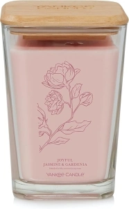 Yankee Candle Joyful Jasmine & Gardenia Well Living Collection Large Square Candle, 19.5 oz., Light Pink