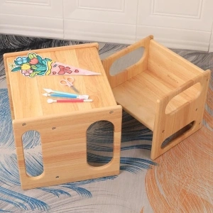 Montessori Weaning Table and Chair Set - Montessori Activity Table and Cube Chair for Toddlers - Create an Ideal Learning and Eating Space for Kids