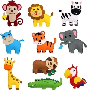 MYHJL Kid Sewing Craft Kit Felt Animals Children Birthday Gifts Educational Toys Stuffed Animals Set DIY Kits for Girls and Boys (B-Jungle Series)