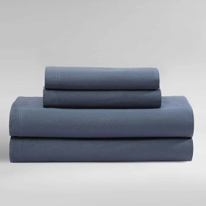 Calvin Klein - Queen Sheets, Organic Cotton Sateen Bedding Set, Luxuriously Soft Home Decor, GOTS Certified (Organic Earth Midnight Blue, Queen)