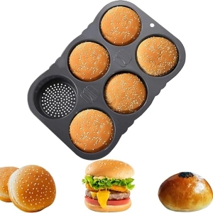 Silicone Hamburger Bun Mold 6 cavity loaf pan Non Stick Baking Pannon-stick pan easy to release household silicone food baking New Baking tool