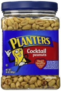 PLANTERS Salted Cocktail Peanuts, Party Snack, Plant-Based Protein, After School Snack, Roasted in Peanut Oil, Salted Nuts, Snack for Adults, Flavored with Sea Salt, Bulk Nuts, Kosher, 2.19lb (2 lb, 30z = 35 oz) Jar