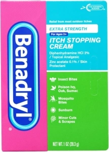 Benadryl Extra Strength Anti-Itch Relief Cream for Most Outdoor Itches, Topical Analgesic, 1 oz