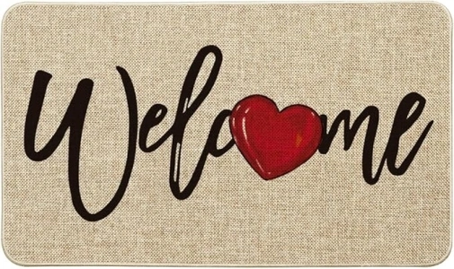 Artoid Mode Welcome Love Heart Valentine's Day Doormat, Home Decor Low-Profile Switch Rug Door Mat for Indoor Outdoor 17x29 Inch