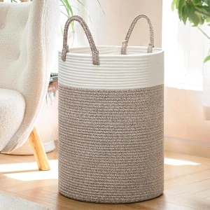 INDRESSME Large Laundry Basket, 60L Dirty Clothes Hamper, Baby Laundry Hamper for Toys, Woven Laundry Basket for Clothes, Blanket Storage Basket, 19.7 x 13.8 inches