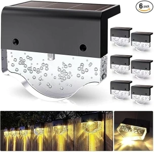 Solar Deck Lights,Solar Fence Lights Outdoor Waterproof,LED Solar Step Lights with Warm White/Yellow,10 Lumens-Solar Wall Lights Outdoor Dust to Dawn for Patio Stairs Yard Garden Pathway 6 PK