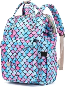 Mermaid Laptop Backpack College School Backpack Bookbags Nurse Backpacks Travel Bags Casual Daypacks for Women Girls Fits 15.6 Inch Notebook