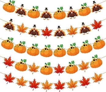 OHOME Thanksgiving Decorations - 40 Pack Thanksgiving Garland | Thanksgiving Decorations Indoor Outdoor,Friendsgiving Backdrop - Thanksgiving Banner | Thanksgiving Wreaths for Front Door Centerpiece