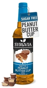 Syruvia Sugar-Free Peanut Butter Cup Syrup - 25.4 fl oz. Premium Coffee Flavoring Syrup. 0 Calories, Kosher, and Gluten-Free. Ideal for Enhancing Drinks, Sodas, Shakes, Desserts, and More.