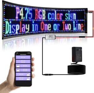 Double Row Scrolling LED Sign,Programmable Flexible LED Matrix Panel,Bluetooth APP Control,DIY Text, Patterns, Animations (37