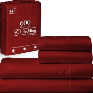 SGI bedding 600 Thread Count 4 Piece 100% Egyptian Cotton Twin Size Sheets Set for Boys and Girls, 15